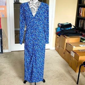 Zara blue floral midi dress